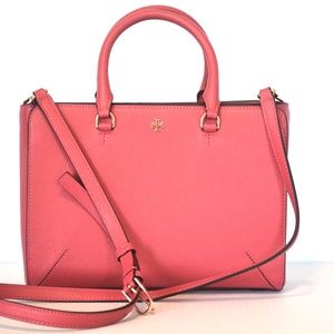 TORY-BURCH-Pink-Leather-Robinson-Satchel-Shoulder